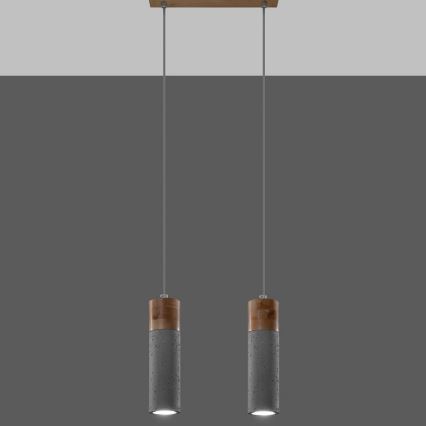 Lustră pe cablu ZANE 2xGU10/40W/230V beton/lemn