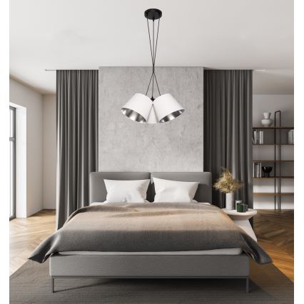 Lustră pe cablu ZOMA 3xE27/60W/260V albă/crom lucios