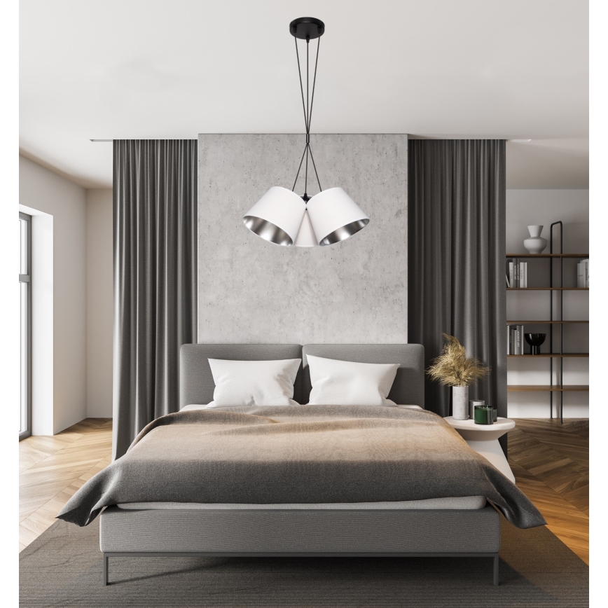 Lustră pe cablu ZOMA 3xE27/60W/260V albă/crom lucios