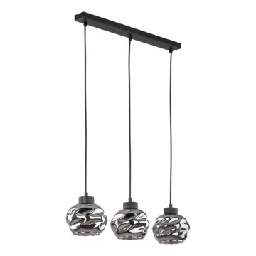 Lustră pe cablu ZULIA 3xE27/15W/230V, negru/fumuriu
