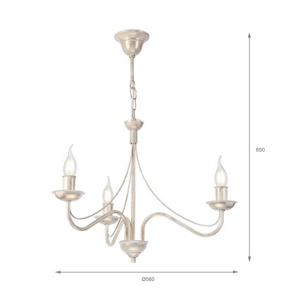 Lustră pe lanț ANTON 3xE14/60W/230V patină albă