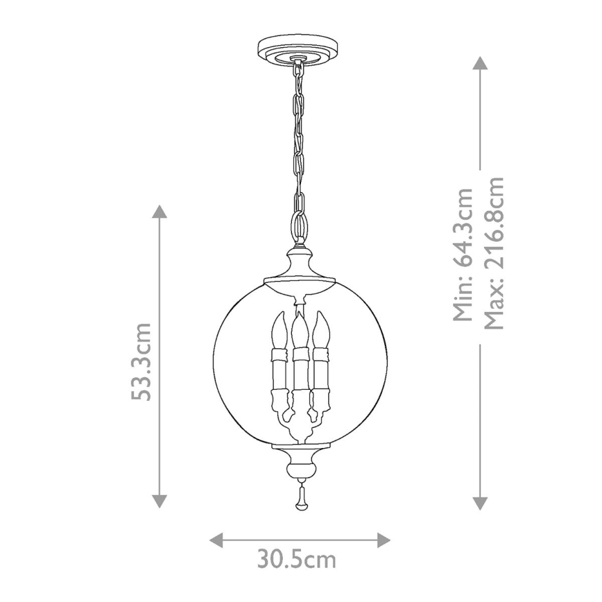 Lustră pe lanț ARGENTO 3xE14/60W/230V Elstead FE-ARGENTO-P