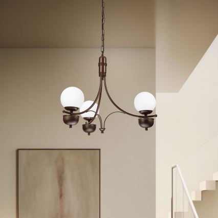 Lustră pe lanț Brilagi COTTAGE 3xG9/40W/230V stejar/alb