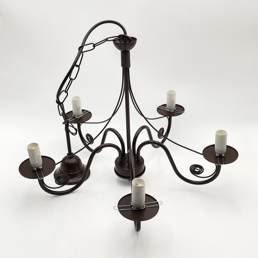 Lustră pe lanț Brilagi COTTAGE 5xE14/40W/230V maro