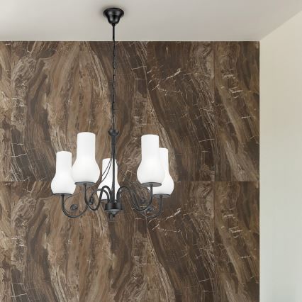 Lustră pe lanț Brilagi COTTAGE 5xE14/40W/230V negru/alb