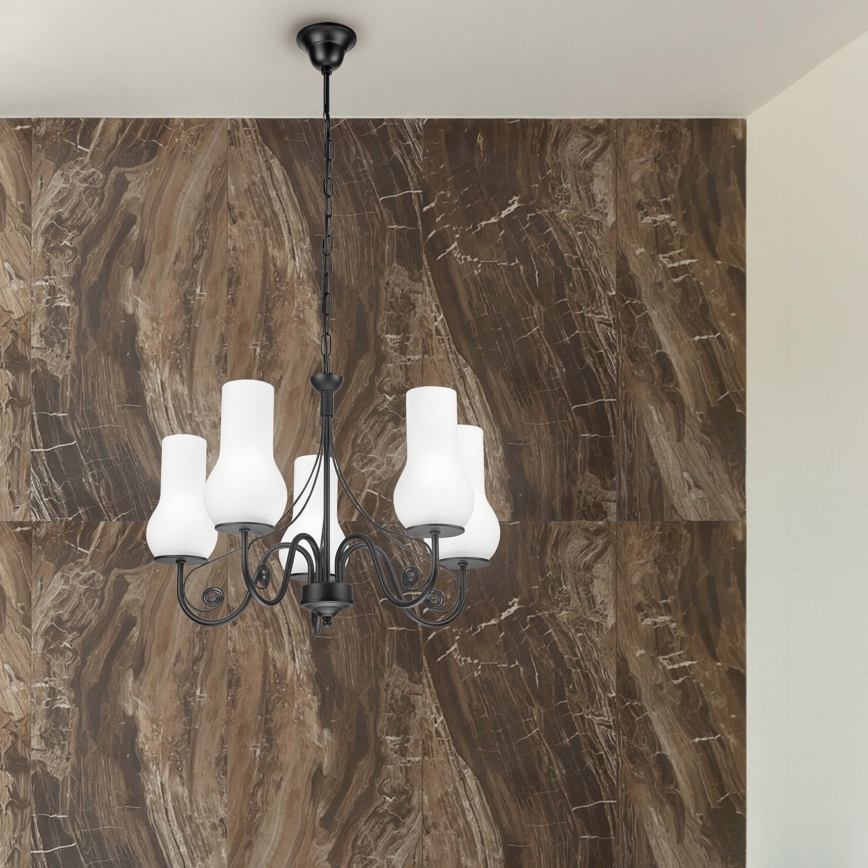 Lustră pe lanț Brilagi COTTAGE 5xE14/40W/230V negru/alb