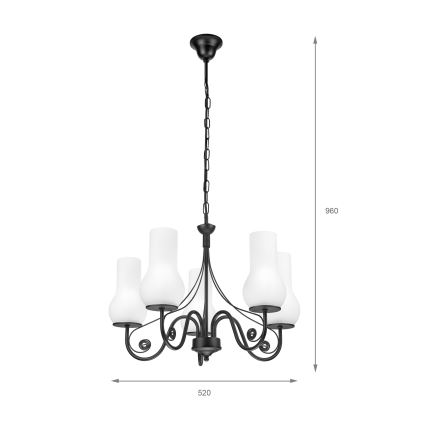 Lustră pe lanț Brilagi COTTAGE 5xE14/40W/230V negru/alb