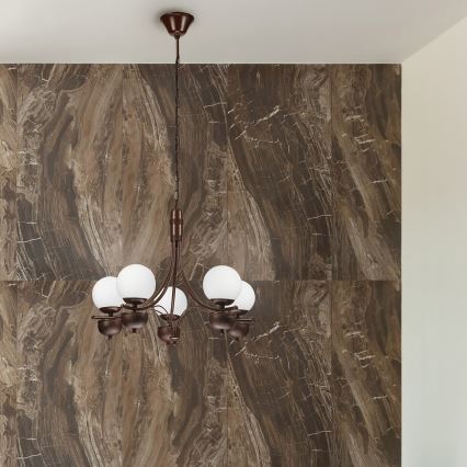 Lustră pe lanț Brilagi COTTAGE 5xG9/40W/230V stejar/alb