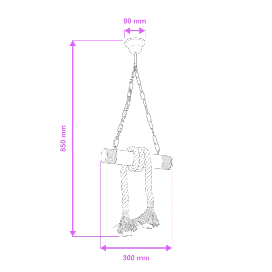 Lustră pe lanț Brilagi KOS 2xE27/60W/230V fag