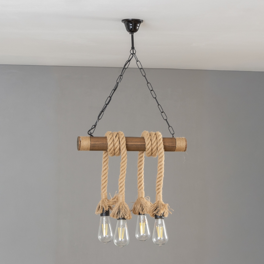 Lustră pe lanț Brilagi KOS 4xE27/60W/230V fag