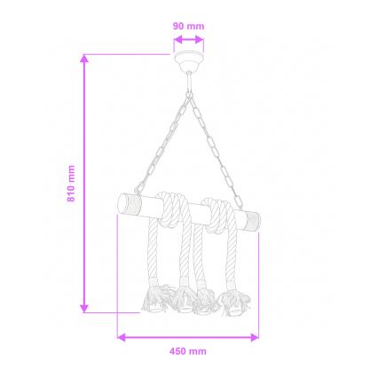 Lustră pe lanț Brilagi KOS 4xE27/60W/230V fag
