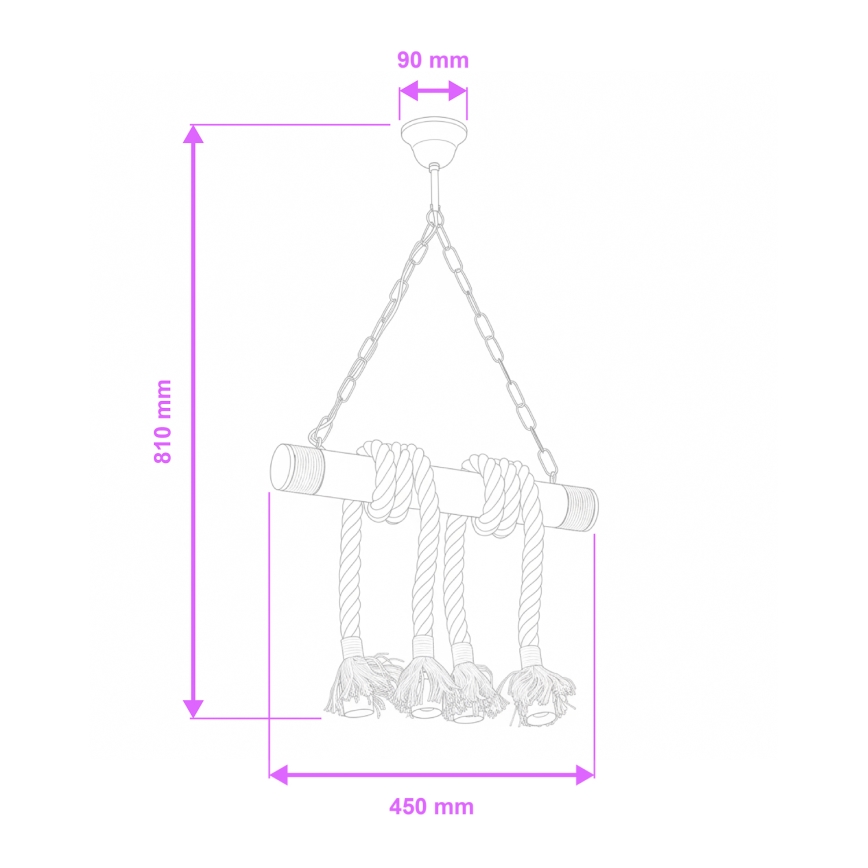 Lustră pe lanț Brilagi KOS 4xE27/60W/230V fag