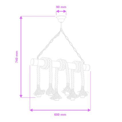 Lustră pe lanț Brilagi KOS 6xE27/60W/230V fag