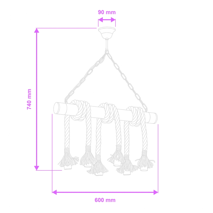 Lustră pe lanț Brilagi KOS 6xE27/60W/230V fag