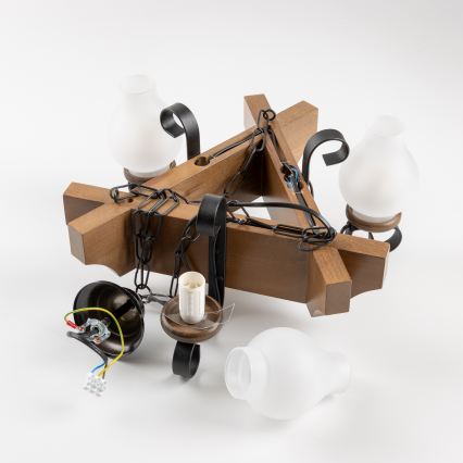 Lustră pe lanț Brilagi QUEEN 3xE14/40W/230V fag/nuc