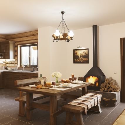 Lustră pe lanț Brilagi QUEEN 4xE14/40W/230V fag