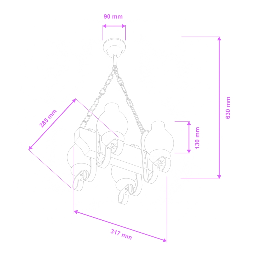 Lustră pe lanț Brilagi QUEEN 4xE14/40W/230V fag
