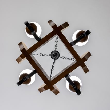 Lustră pe lanț Brilagi QUEEN 4xE14/40W/230V fag/nuc