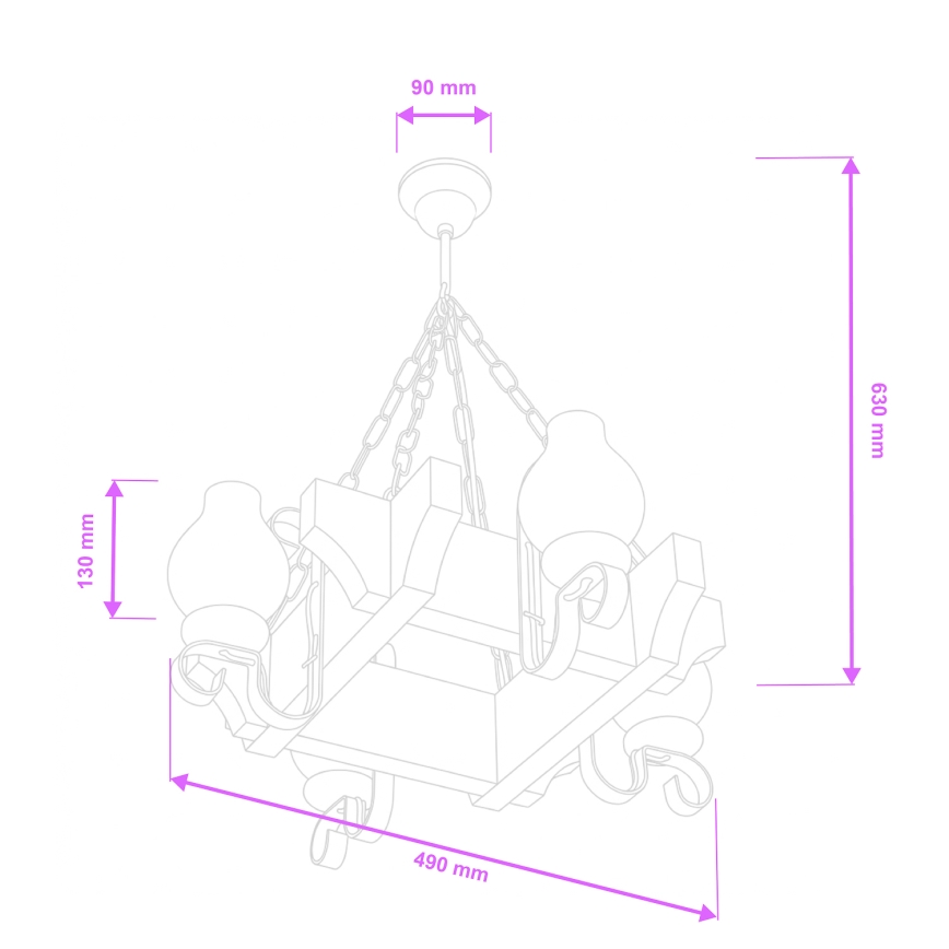 Lustră pe lanț Brilagi QUEEN 4xE14/40W/230V fag/nuc