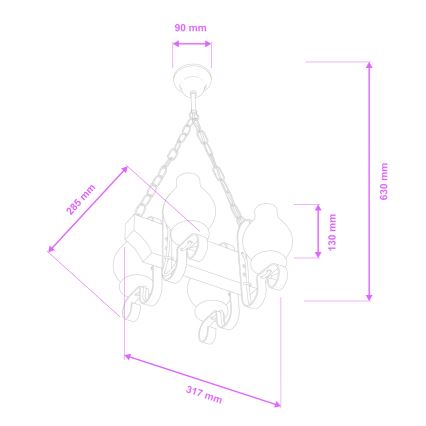 Lustră pe lanț Brilagi QUEEN 4xE14/40W/230V fag/nuc