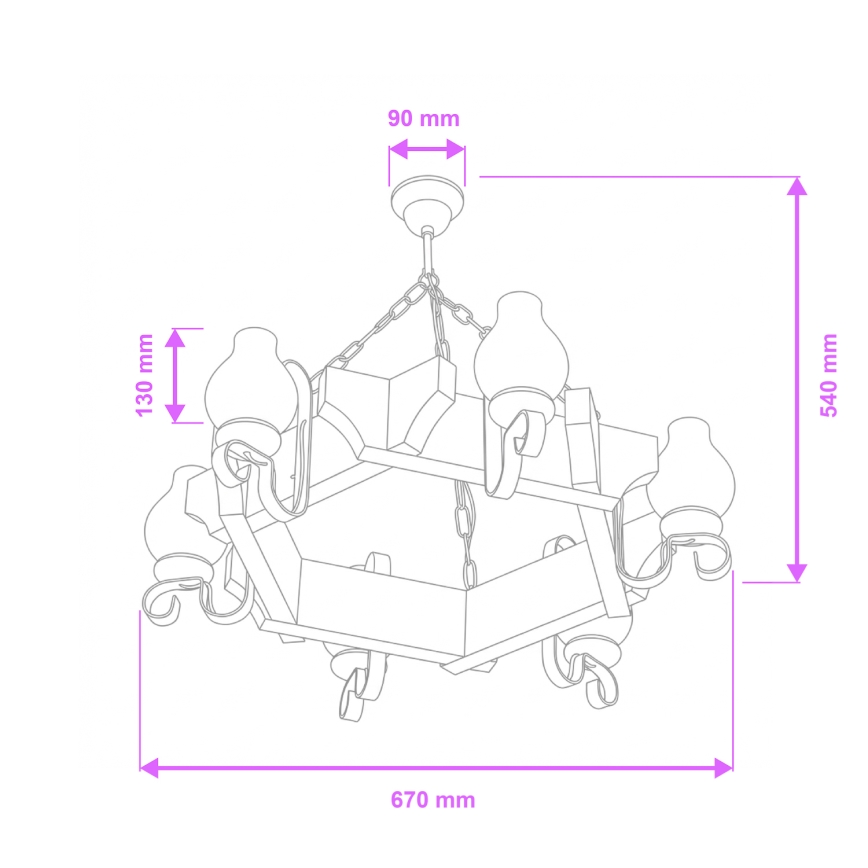 Lustră pe lanț Brilagi QUEEN 6xE14/40W/230V fag