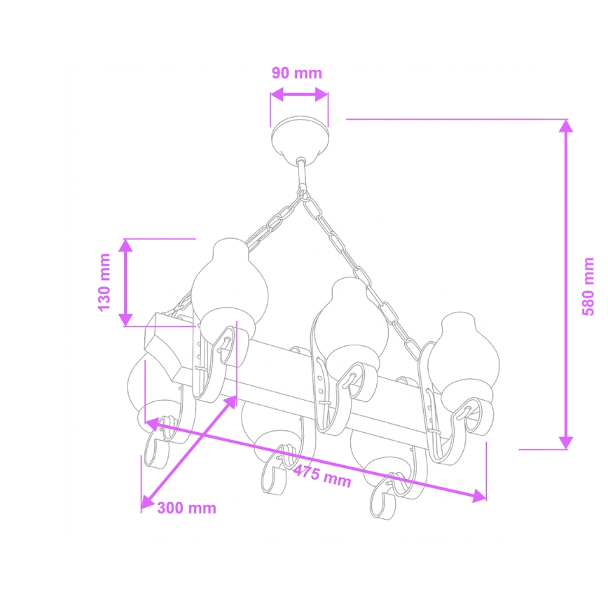 Lustră pe lanț Brilagi QUEEN 6xE14/40W/230V fag
