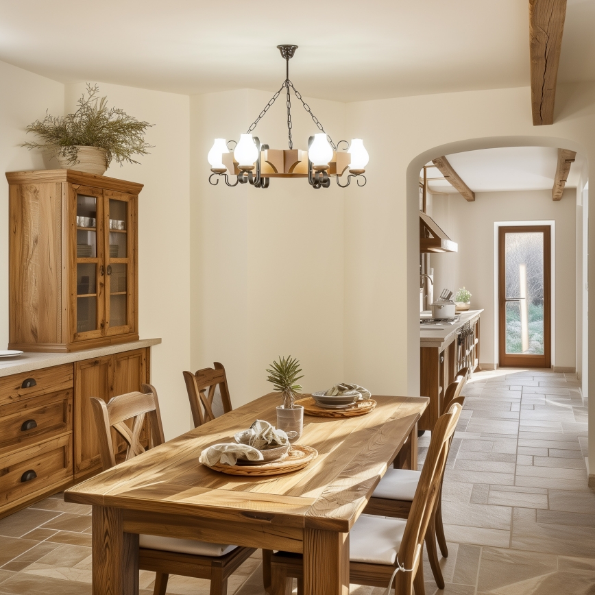 Lustră pe lanț Brilagi QUEEN 6xE14/40W/230V fag/nuc