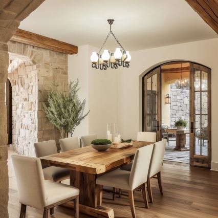 Lustră pe lanț Brilagi QUEEN 6xE14/40W/230V fag/nuc