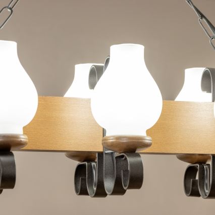 Lustră pe lanț Brilagi QUEEN 6xE14/40W/230V fag/nuc