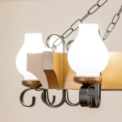 Lustră pe lanț Brilagi QUEEN 8xE14/40W/230V fag/nuc