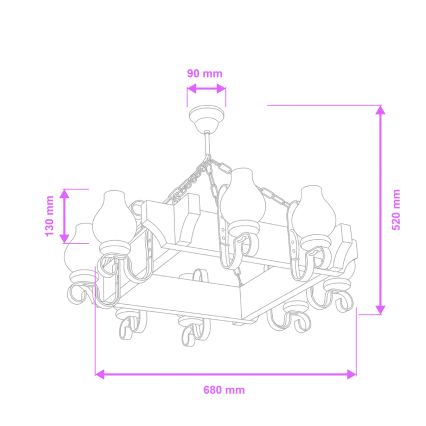 Lustră pe lanț Brilagi QUEEN 8xE14/40W/230V fag/nuc