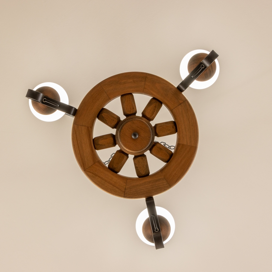 Lustră pe lanț Brilagi ROATA 3xE14/40W/230V fag