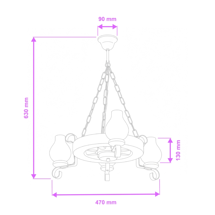 Lustră pe lanț Brilagi ROATA 3xE14/40W/230V fag