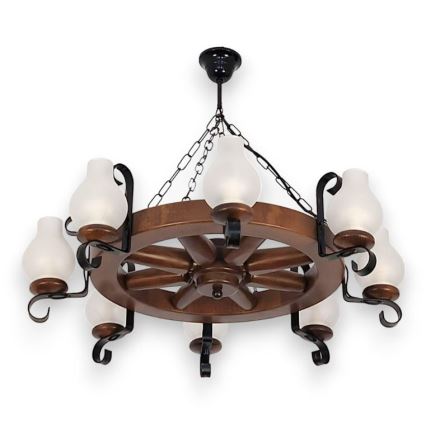 Lustră pe lanț Brilagi ROATA 8xE14/40W/230V fag/nuc