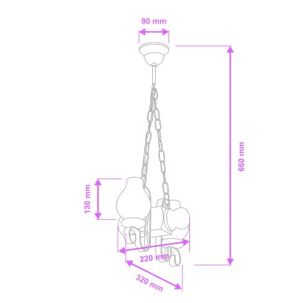 Lustră pe lanț Brilagi RUSTIC 2xE14/40W/230V fag