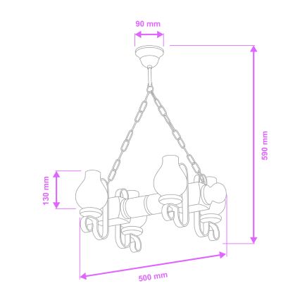 Lustră pe lanț Brilagi RUSTIC 4xE14/40W/230V fag/nuc