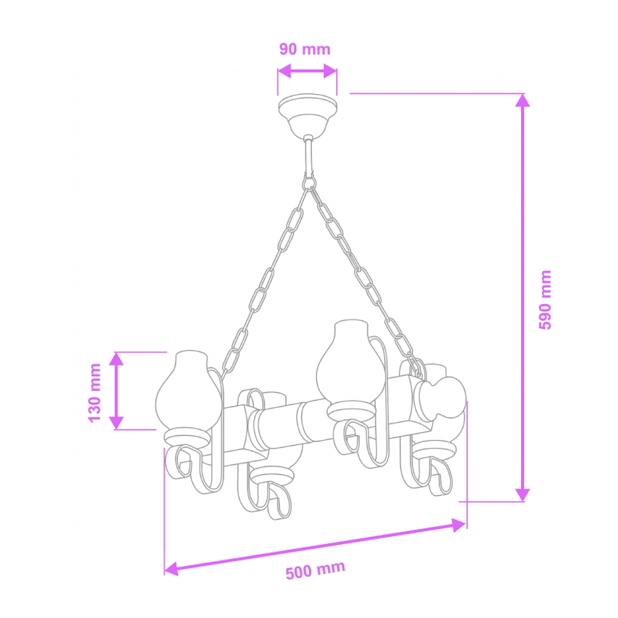 Lustră pe lanț Brilagi RUSTIC 4xE14/40W/230V fag/nuc
