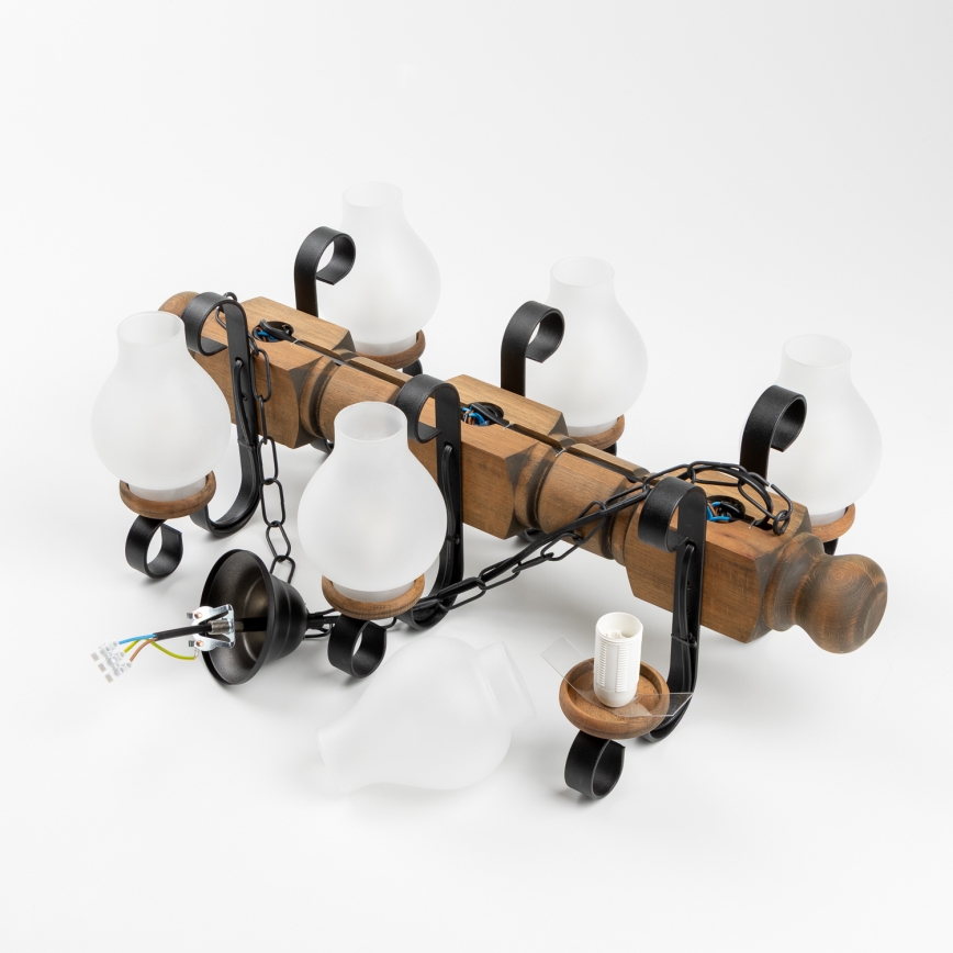 Lustră pe lanț Brilagi RUSTIC 6xE14/40W/230V fag