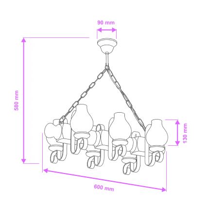 Lustră pe lanț Brilagi RUSTIC 6xE14/40W/230V fag