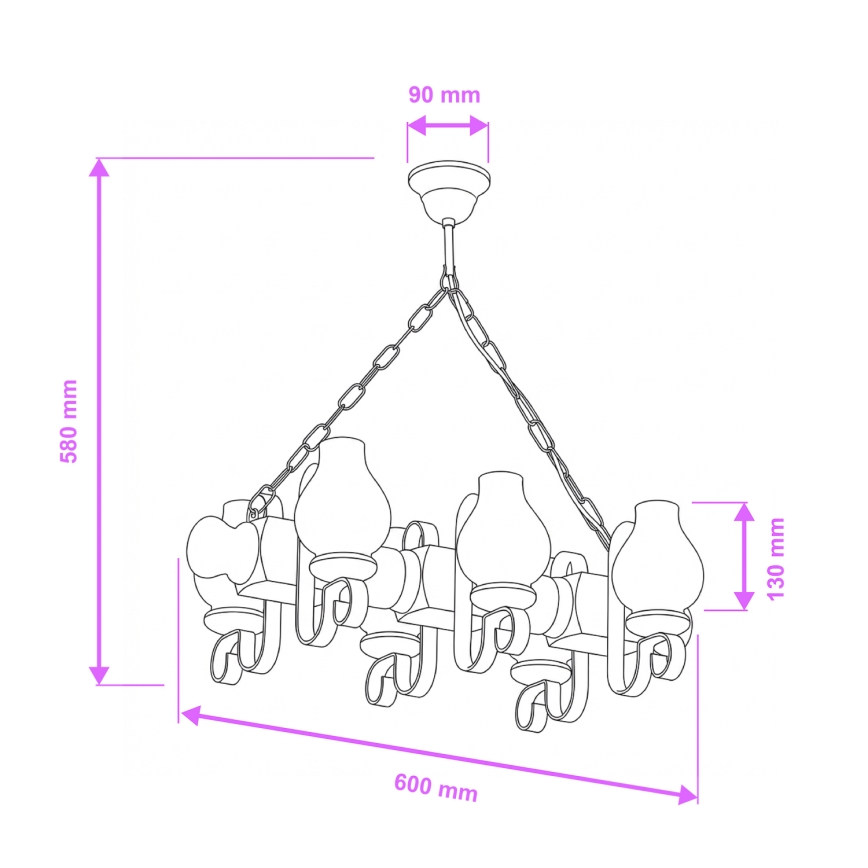 Lustră pe lanț Brilagi RUSTIC 6xE14/40W/230V fag