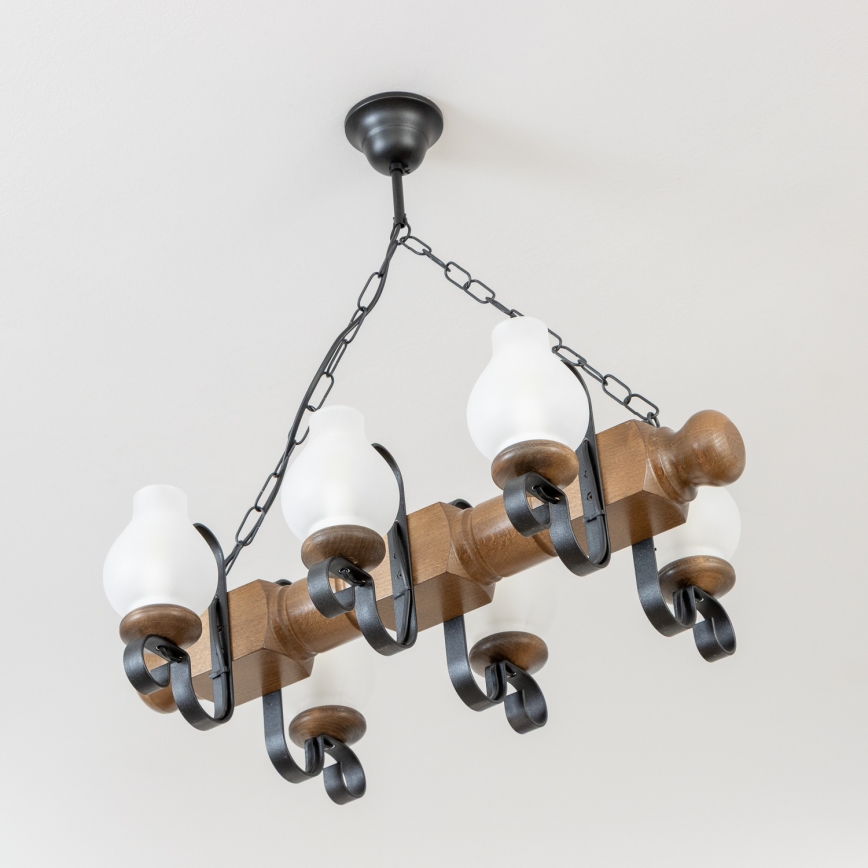 Lustră pe lanț Brilagi RUSTIC 6xE14/40W/230V fag/nuc