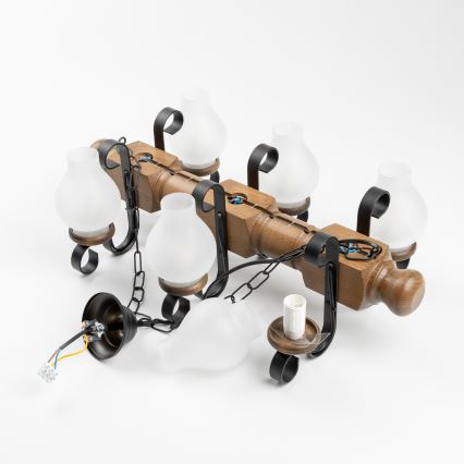 Lustră pe lanț Brilagi RUSTIC 6xE14/40W/230V fag/nuc