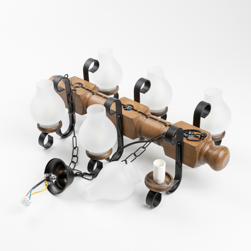 Lustră pe lanț Brilagi RUSTIC 6xE14/40W/230V fag/nuc