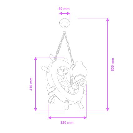 Lustră pe lanț Brilagi TIMONA 2xE14/40W/230V fag/nuc