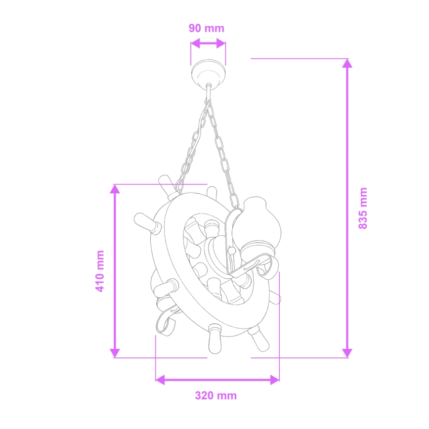 Lustră pe lanț Brilagi TIMONA 2xE14/40W/230V fag/nuc