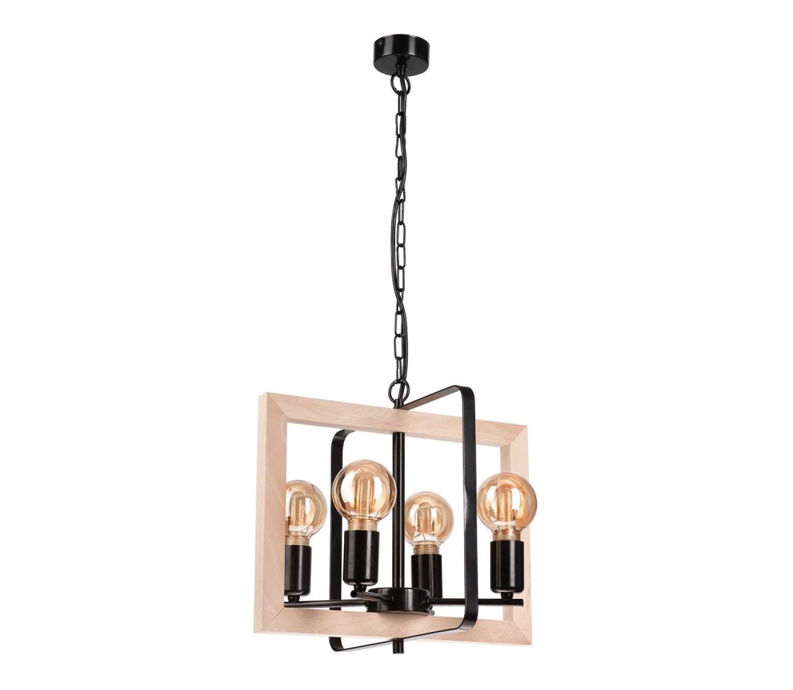 Lustră pe lanț CEDRIC 4xE27/60W/230V fag/bej