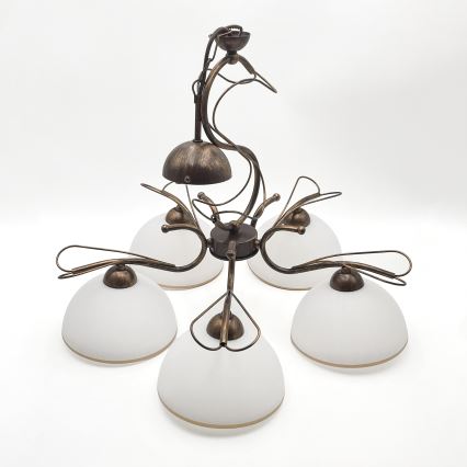 Lustră pe lanț COBRA, 5x E27/60W/230V, bronz/patină