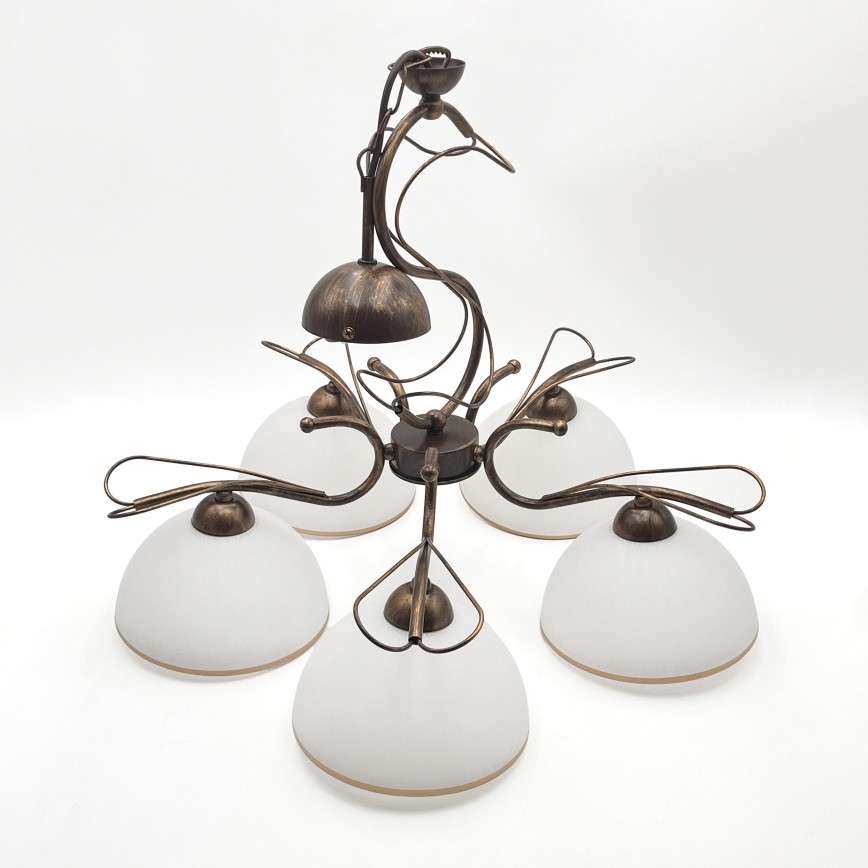 Lustră pe lanț COBRA, 5x E27/60W/230V, bronz/patină