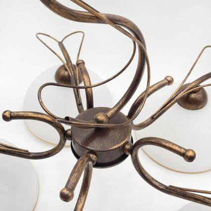 Lustră pe lanț COBRA, 5x E27/60W/230V, bronz/patină