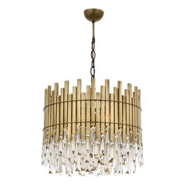 Lustră pe lanț CRYSTALLINE, 6xE27/40W/230V, diam. 40 cm, alamă